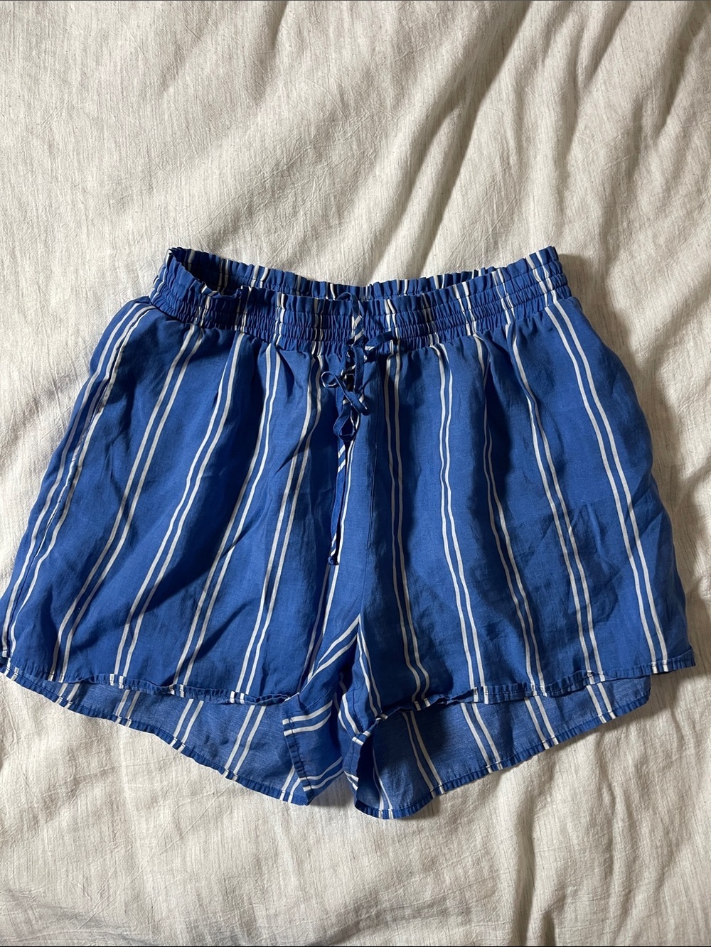 summersalt Blue and White Striped High-Waist Women’s Shorts